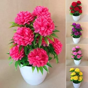 Искусственный бонсай, поддельное растение, цветок, кабинет, домашнее украшение стола красный