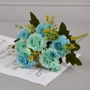 Искусственный букет пионов Свадебная вечеринка Украшение на день рождения Сделай сам Домашнее украшение Букет георгинов Гирлянда Аксессуары для рукоделия синий
