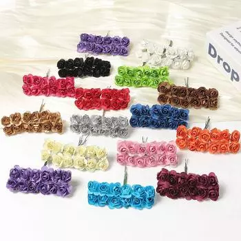 Искусственный букет роз, бумажные поддельные цветы, домашний декор, свадебное украшение, Рождественское украшение, свадебный венок своими руками, ремесла 12Pcs