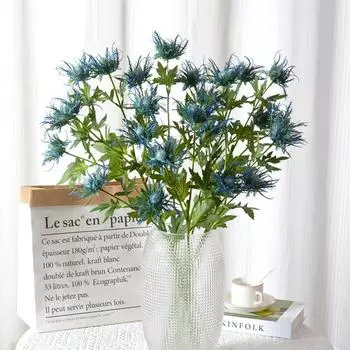 Искусственный чертополох кустовой Eryngo Искусственные цветы Поддельный Eryngium Foetidum Имитация морского остролиста для свадебного букета Центральный элемент домашнего декора синий