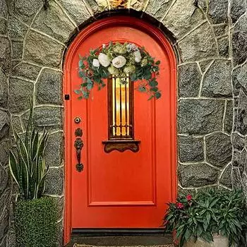 Искусственный цветочный гирлянда, 30-дюймовая цветочная гирлянда ручной работы с зелеными листьями, роза, пион, арочная гирлянда, имитация цветов One Size синий