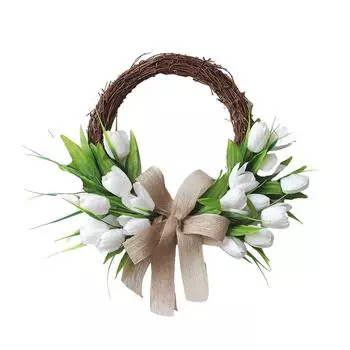 Искусственный цветочный венок - для внутреннего или наружного украшения. Искусственный цветочный декор для стен. Элегантный дизайн. Легко чистить. muticolor