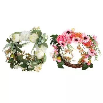 Искусственный цветочный венок, имитация пиона, подвесная гирлянда для дверей, украшение для вечеринок и фестивалей White