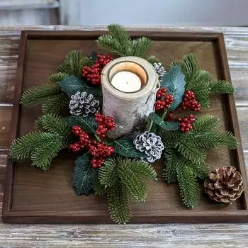 Искусственный цветочный венок, свечные кольца, рождественское украшение стола, подсвечник, украшения на День благодарения 02