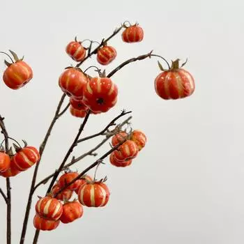 Искусственный цветок 10 маленьких тыквенных фруктов Настоящие и поддельные тыквенные фрукты Украшение дома Свадебные имитационные ягоды Искусственные цветы Искусственный цветок оранжевый