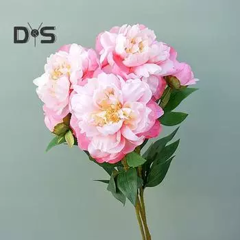 Искусственный цветок, 1 шт., реалистичный легкий уход, 2 головки, не выцветающий пион, искусственный цветок белый