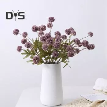 Искусственный цветок 1 ветка из искусственного шелка Яркая пастораль 5 головок Декоративные реалистичные одуванчики Садовые принадлежности бежевый