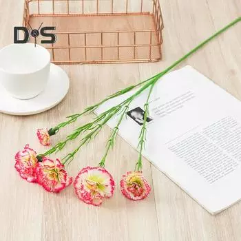 Искусственный цветок 1 ветка Реалистичная легкая в уходе 5 раздвоенная красивая романтическая свадьба искусственная гвоздика товары для вечеринок белый