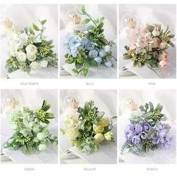 Искусственный цветок без полива, красивые украшения стола разных цветов, красивый букет роз розовый