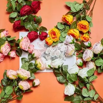 Искусственный цветок без полива, яркий, очаровательный, 6 головок, искусственные розы, цветы для вечеринки фиолетовый