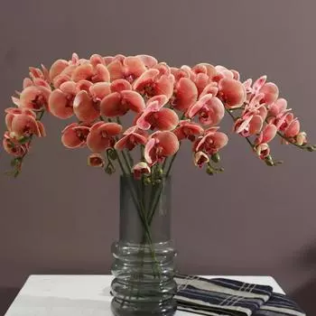 Искусственный цветок без запаха, изысканное качество изготовления, практичный, отличный искусственный букет цветов фаленопсиса, свадебный декор для общежития жёлтый