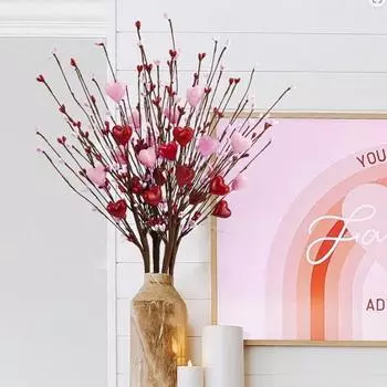 Искусственный цветок День святого Валентина Одиночный Праздничная атмосфера Украшения Рождественские черенки Украшения гостиной Реквизит для съемки розовый