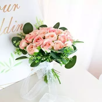 Искусственный цветок, держащийся в руках, свадебный, свадебный цветочный шар, свадебный цветок, держащий цветок, поддельный цветок, реквизит для подружек невесты, букет 25cm розовый