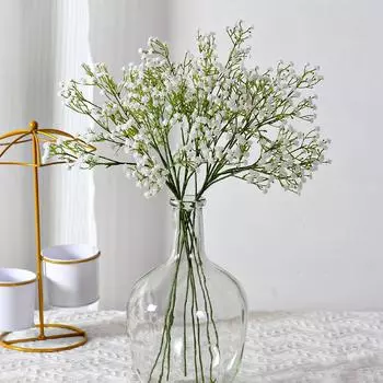 Искусственный цветок Full Star свадебное украшение Ручной букет Мягкий клей три вилки Пластиковый искусственный цветок Full Star 5PCS белый