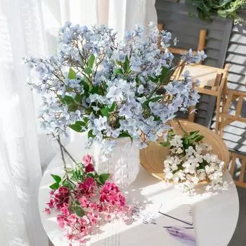 Искусственный цветок, хорошая детализация, реалистичный, без увядания, без полива, долговечный реквизит для фото, стол, центральный элемент, декор для свадебной вечеринки, принадлежности, искусственная ветка светло-синий