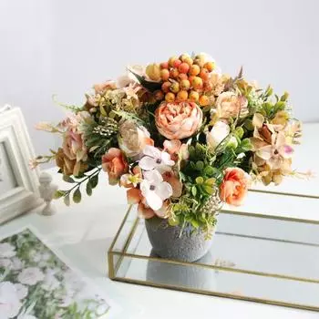 Искусственный цветок Красивый долговечный легкий искусственный цветок пиона Центральная композиция Искусственный цветок Гортензия Искусственное растение розовый