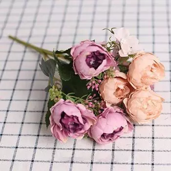 Искусственный цветок, красивый, не увядающий, изысканный, практичный, многоцветный, искусственный цветок пиона, украшение для общежития синий