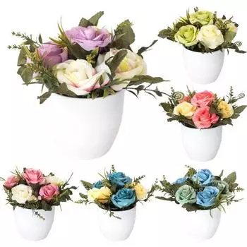 Искусственный цветок магнолии, розы, имитация поддельного бонсай, домашний магазин, витрина, декор темно-синий