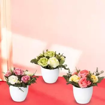 Искусственный цветок магнолии, розы, имитация поддельного бонсай, домашний магазин, витрина, декор темно-синий