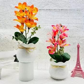 Искусственный цветок магнолии в горшке 7 головок для домашнего офиса, гостиной, стола, центральная часть свадьбы, искусственные цветочные растения, бонсай, украшение для рабочего стола в помещении и на открытом воздухе темно-розовый