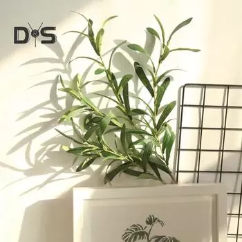 Искусственный цветок, не выцветающий, декоративный цветок из искусственного шелка, зеленое растение, оливковая ветвь для украшения