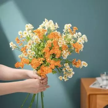 Искусственный цветок, не выцветающий, реалистичный, яркий цвет, мелкая текстура, простой уход, мини-лепестки, одинарная ветка, имитация цветка ромашки синий