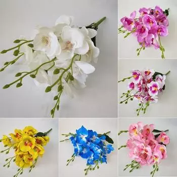 Искусственный цветок Орхидея Свадебный букет Фаленопсис Вечеринка Домашний декор Украшения для спальни Шелковый цветок белый