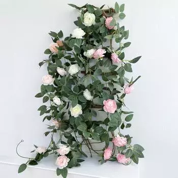 Искусственный цветок пион цветок лоза имитация зеленого растения вьющаяся лоза для внутреннего потолка настенное украшение Peony Vine белый