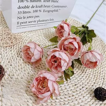 Искусственный цветок пиона Линлонга, маленький искусственный цветок пиона, свадебная цветочная композиция, европейское и американское мягкое украшение, цветочная композиция белый