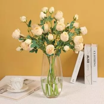 Искусственный цветок, полезный, не выцветающий, прозрачная текстура, имитация розы, 5 голов, имитация розы, сделай сам, свадебный букет, имитация розы