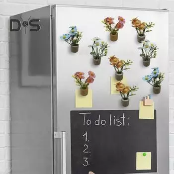 Искусственный цветок пробковый горшок магнит на холодильник DIY домашний офис кухонный шкафчик холодильник 3D миниатюрные горшечные растения магнитное украшение орнамент белый