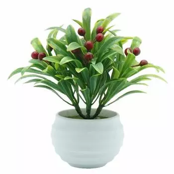 Искусственный цветок ягоды бонсай в горшке гостиная сад стол мебель декор зелёный