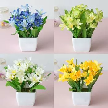 Искусственный цветок растение для дома, сада, офиса, кафе, свадьбы, бонсай, декор синий