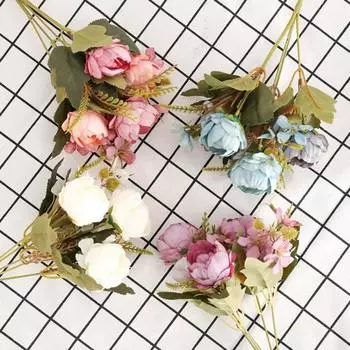 Искусственный цветок Реалистичная текстура Мягкая текстура Украшение дома Украшения Свадебное украшение Свадебный букет 1pcs