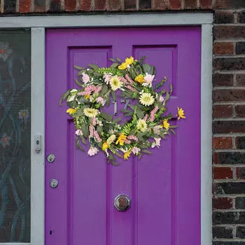 Искусственный цветок ромашки, весенний венок, передняя дверь, зелень, листья эвкалипта, пасхальные украшения для