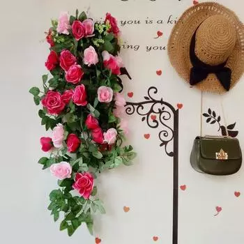 Искусственный цветок розы и настенный цветок из ротанга, висячая орхидея, зеленое растение, висячий ротанг белый