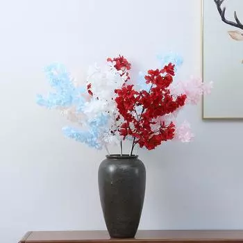 Искусственный цветок Снежная вишня Цветущая свадебная арка Украшение потолка Искусственный цветок Свадебная дорожка Цветочная имитация растения белый