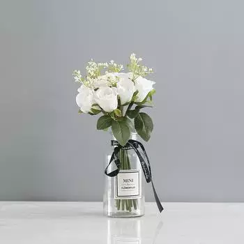 Искусственный цветок Свадебный букет Украшение Свадебный букет Свадебная фотография Подружки невесты Роза Искусственный цветок Свадьба Корейский белый