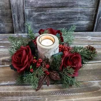Искусственный цветок свеча кольцо венок ручной работы пластиковый малиновый розовый ягодный подсвечник для