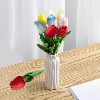 Искусственный цветок тюльпана Real Touch, многоцветная бархатная текстура, реалистичное невыцветающее украшение для дома, цветок тюльпана baby голубой