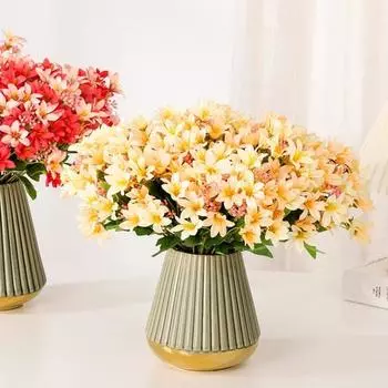 Искусственный цветок Уникальный реалистичный шелковый тканевый искусственный цветок DIY Многоцелевой искусственный шезлонг Лилия Искусственный шезлонг Лилия Товары для дома фиолетовый