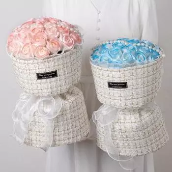 Искусственный цветок Уникальный реалистичный вид Невыцветающий искусственный цветок розы Искусственный букет Роза с декором из искусственного жемчуга красный