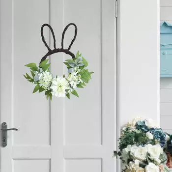 Искусственный цветок в форме кролика, пасхальный венок, украшение для вечеринки, многоцелевое окно