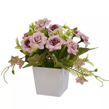 Искусственный цветок в горшке, реалистичный тканевый цветок, пластиковый цветочный горшок, имитация декора