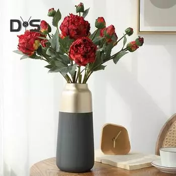 Искусственный цветок, винтажный, устойчивый к атмосферным воздействиям, 3 головки, центральная часть стола, искусственный пион белый/розовый