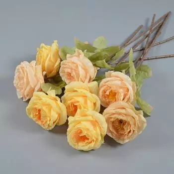 Искусственный цветок Яркий внешний вид Садоводство Яркий элегантный искусственный цветок розы с листьями шампанского