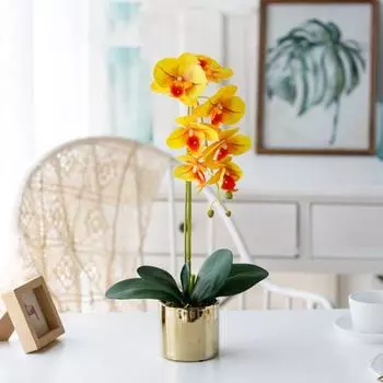 Искусственный гибискус Яркий, привлекательный, очаровательный, 7 головок, длинный стебель, бессмертный искусственный цветок