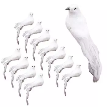 Искусственный Голубь Мира Украшение Рождественские Птицы Украшения с Зажимами Украшение Рождественской Елки Птицы Украшения 13cmx4cmx3cm белый