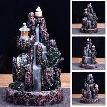 Искусственный горный дым из смолы, водопад, курильница с обратным потоком, держатель для курильницы 1# with LED