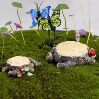 Искусственный Гриб Дерево Статуэтка Пень Миниатюрный Смола Пейзаж Сад Декор